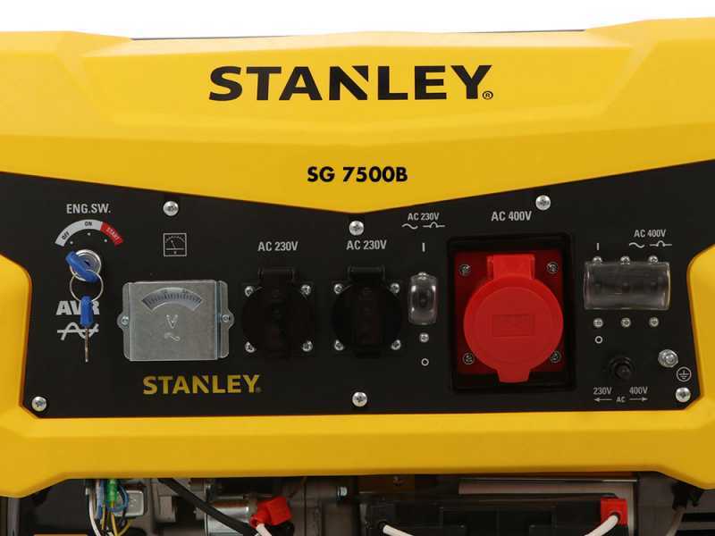 Stanley SG 6500B - G&eacute;n&eacute;rateur de courant &agrave; essence - AVR - 6,5 kW - Continu 6 kW Triphas&eacute;