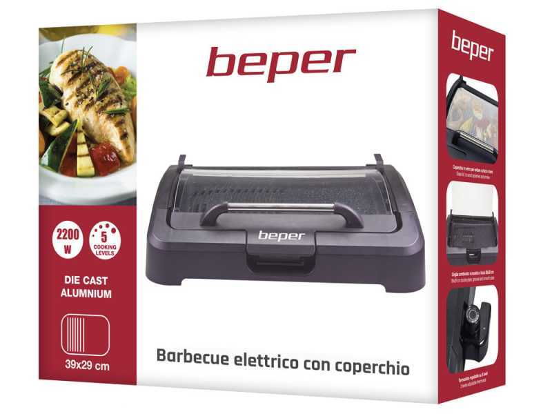 Beper 90871 - Barbecue &eacute;letrique avec couvercle - 2.2 Kw
