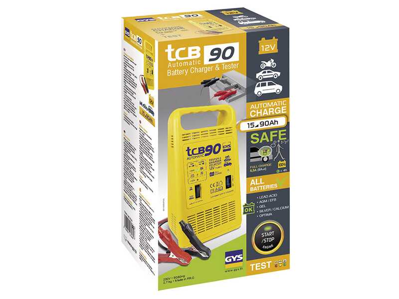 GYS TCB 90 - Chargeur automatique - Batteries 12 V de 15 &agrave; 90 Ah