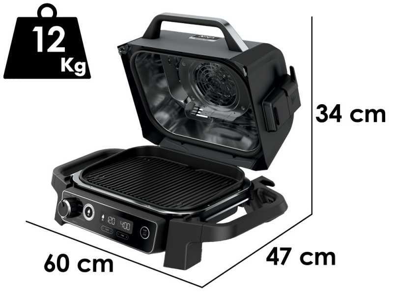 Ninja Woodfire OG701EU - Barbecue &eacute;lectrique avec fumoir et friteuse &agrave; air