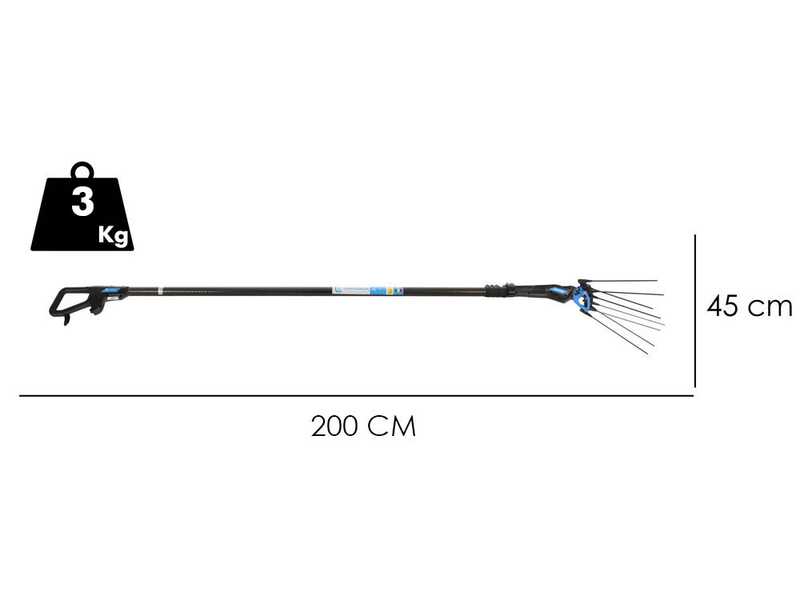 Campagnola MASTER PLUG-IN - Peigne vibreur &eacute;lectrique 200/250 cm &agrave; batterie de type automobile avec c&acirc;ble inclus - Perche t&eacute;lescopique en carbone et aluminium