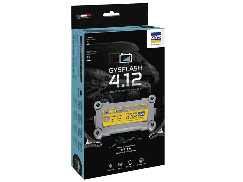 GYS Flash 4.12 - Chargeur et mainteneur de charge automatique - Batteries 12 V de 1,2 &agrave; 90 Ah