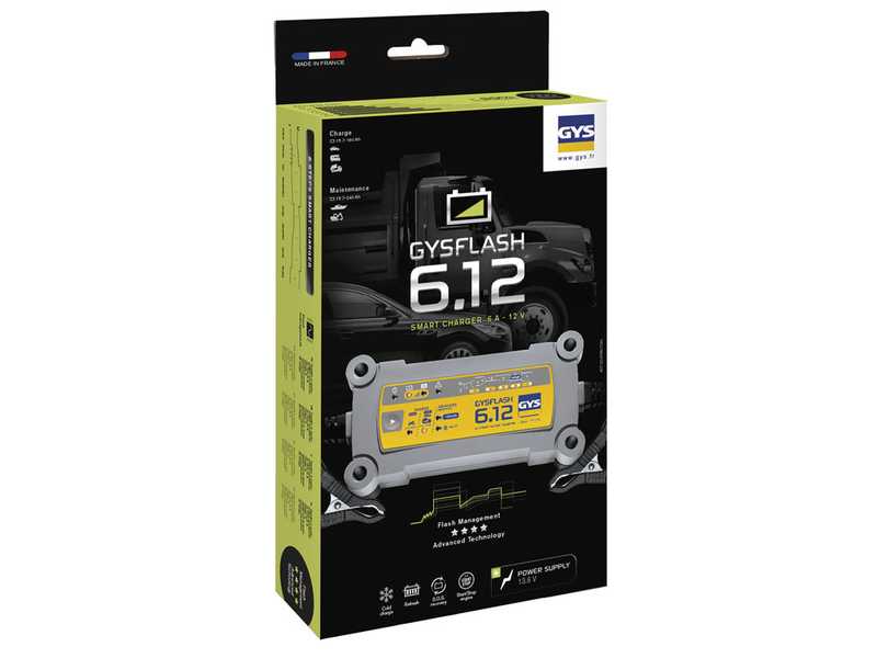 GYS Flash 6.12 - Chargeur et mainteneur de charge automatique - Batteries 12 V de 1,2 &agrave; 125 Ah