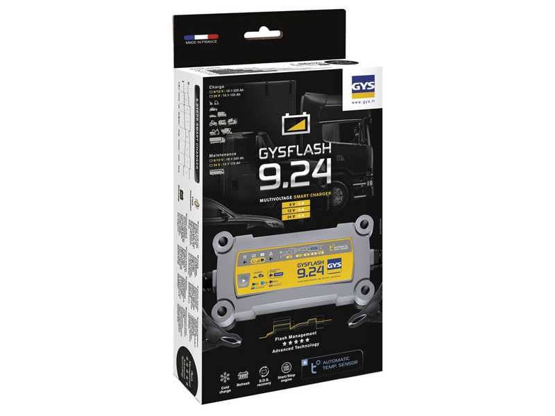 GYS Flash 9.24 - Chargeur et mainteneur de charge automatique - Batteries 6 - 12 - 24 V