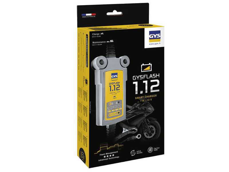 GYS Flash 1.12 - Chargeur et mainteneur de charge automatique - Batteries 12 V de 1,2 &agrave; 32 Ah