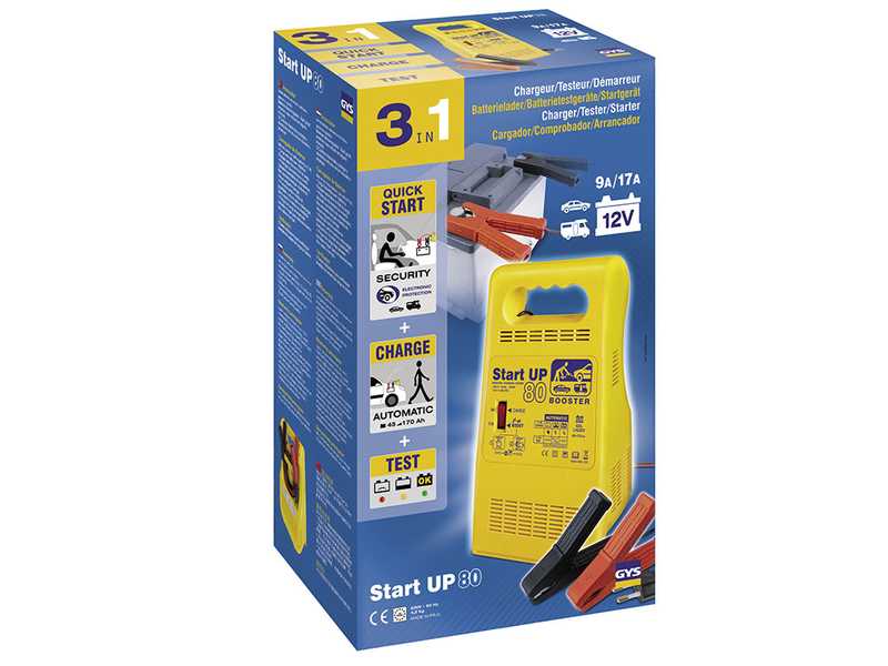 GYS  Start up 80 - Chargeur de batterie et démarreur - 12/24 V