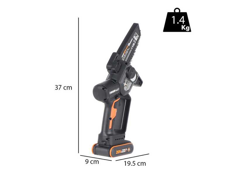 Worx Nitro WG325E - &Eacute;lagueuse sur batterie + perche de rallonge - 20V/2Ah