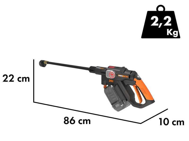 Worx Nitro HydroShot WG633E - Pistolet nettoyeur haute pression &agrave; batterie - 20V/4Ah