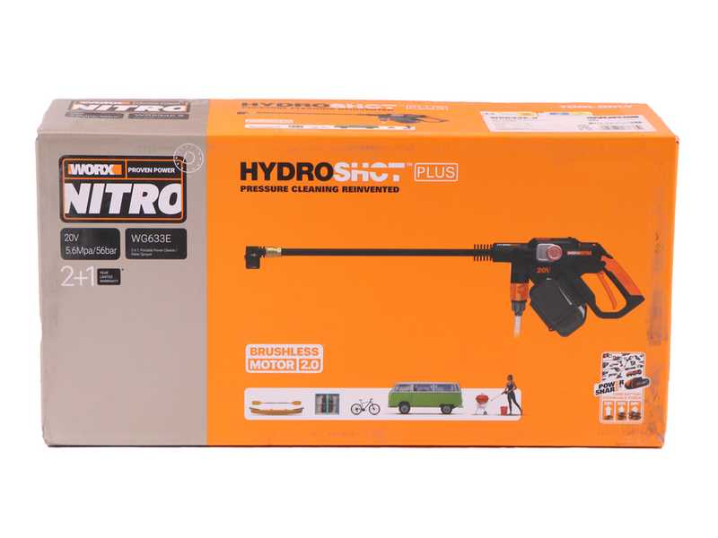Worx Nitro HydroShot WG633E - Pistolet nettoyeur haute pression &agrave; batterie - 20V/4Ah