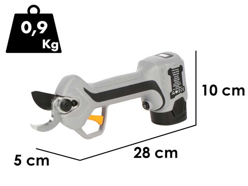 Volpi KV295 - S&eacute;cateur &eacute;lectrique de taille - 2x 14,4 V/2,5 Ah - Diam&egrave;tre de coupe 28 mm