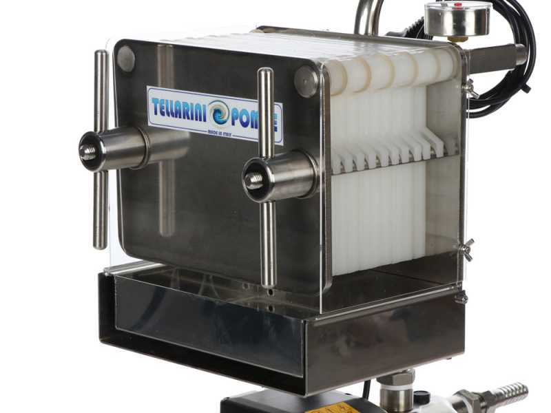 Tellarini CrystalPro Oil 10 - Filtre &agrave; plaques pour l'huile sur chariot - Pompe INOX