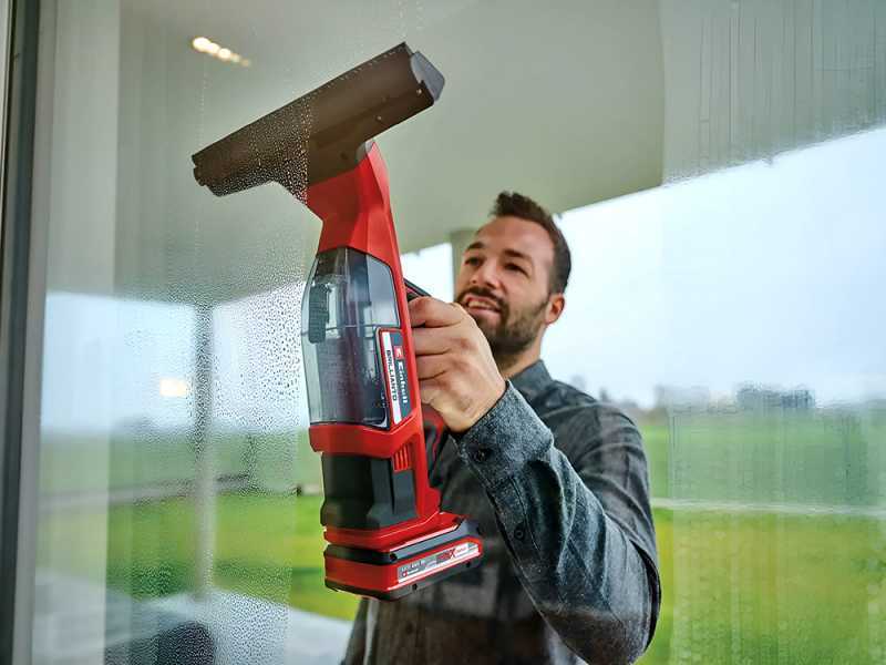 Einhell BRILLIANTO - Nettoyeur de vitres &agrave; batterie - ramasse gouttes portatif - 18V/2,5Ah
