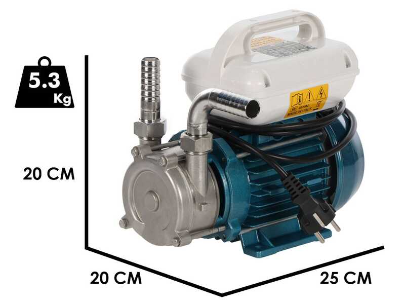 Tellarini ALM 20-SR - Pompe &eacute;lectrique de transfert pour huile en acier inoxydable - Raccord en acier inoxydable droits + courb&eacute;s - Choisissez vos raccords !