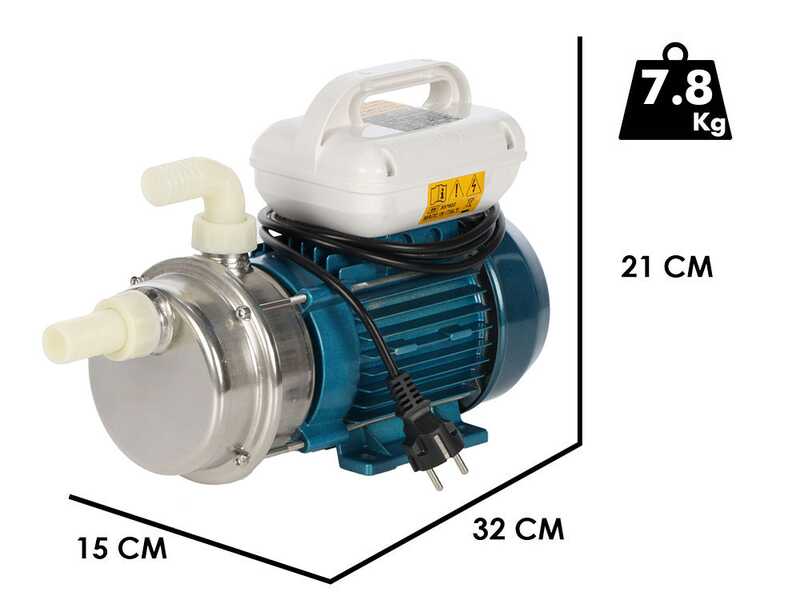 Tellarini ALM 25 - Pompe &eacute;lectrique de transfert pour huile en acier inox - Raccord en NYLON droit + courb&eacute; - Monophas&eacute;e - 230V