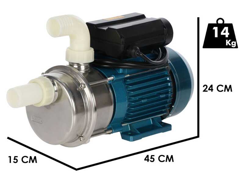 Tellarini ALM 30L - Pompe &eacute;lectrique de transfert d'huile en acier inox - Raccords en NYLON droit + courb&eacute; - Monophas&eacute;e - 230V - Choisissez vos raccords !