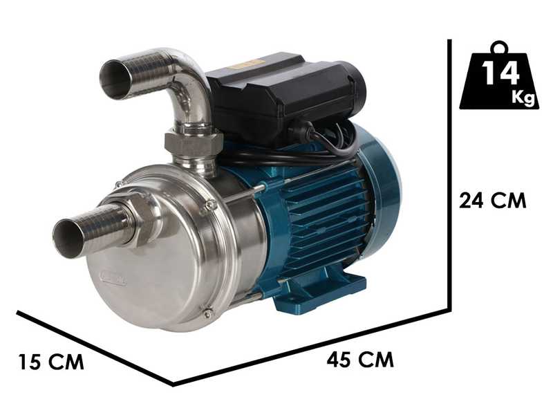 Tellarini ALM 40 - Pompe &eacute;lectrique de transfert d'huile en acier inoxydable - Raccord droit+courbe en acier inoxydable - Choisissez vos raccords