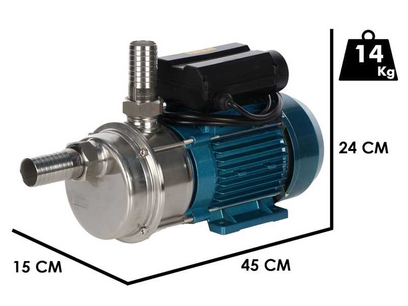 Tellarini ALT 40 - Pompe &eacute;lectrique de transfert d'huile en acier inox - Raccords droits en acier INOX - Triphas&eacute;e - Choisissez vos raccords !