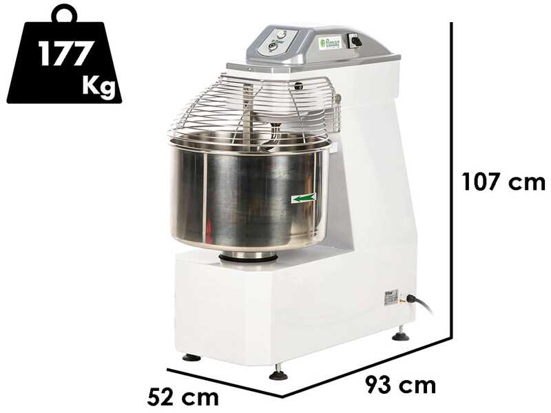 Fimar 50 SB - P&eacute;trin &agrave; spirale triphas&eacute;  - Capacit&eacute; de p&acirc;te 50 Kg - 2 Vitesses