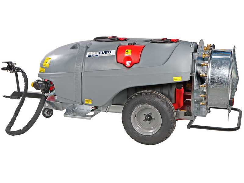 Atomiseur tra&icirc;n&eacute; Gray T Car 1500/80 avec attelage pour tracteur pour pulv&eacute;risation - Capacit&eacute; 1500L - Pompe AR1064