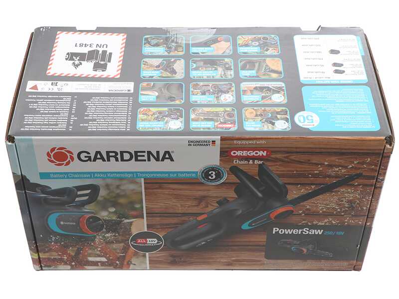 Gardena PowerSaw 250/18V - Tron&ccedil;onneuse &agrave; batterie 18 V 4 Ah - Guide de 25 cm