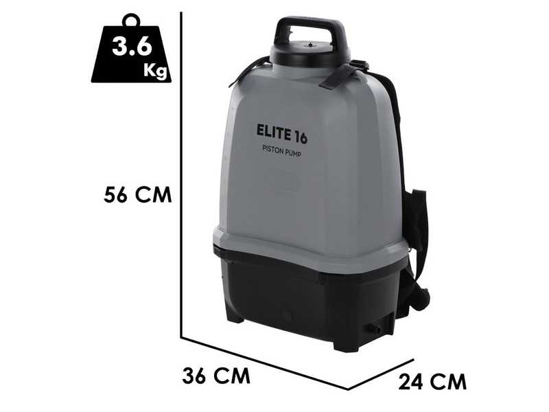 Volpi ELITE 16 - Pompe de pulv&eacute;risation &agrave; dos &agrave; batterie - 2X 14.4V 2Ah - 8 bar