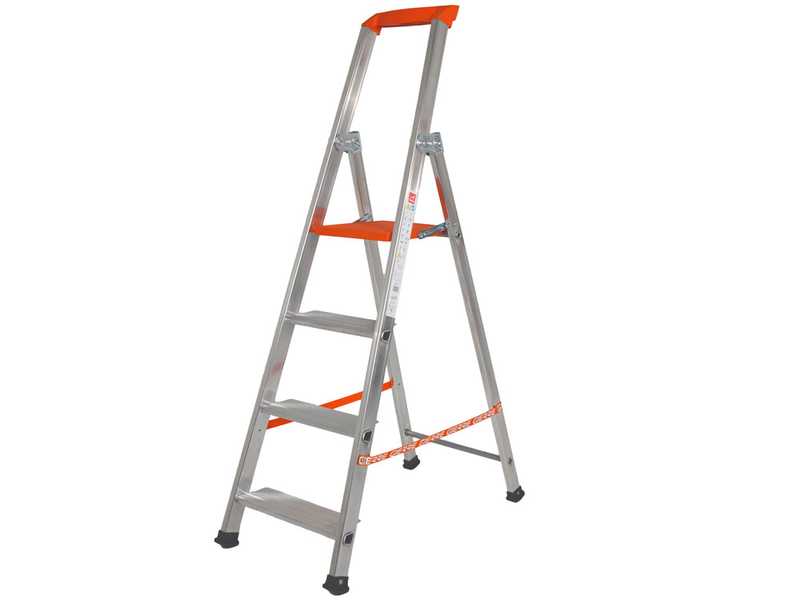 Gierre Stabila AL710DS - 4 marches, 1.47 m - &Eacute;chelle en aluminium avec tr&eacute;teau