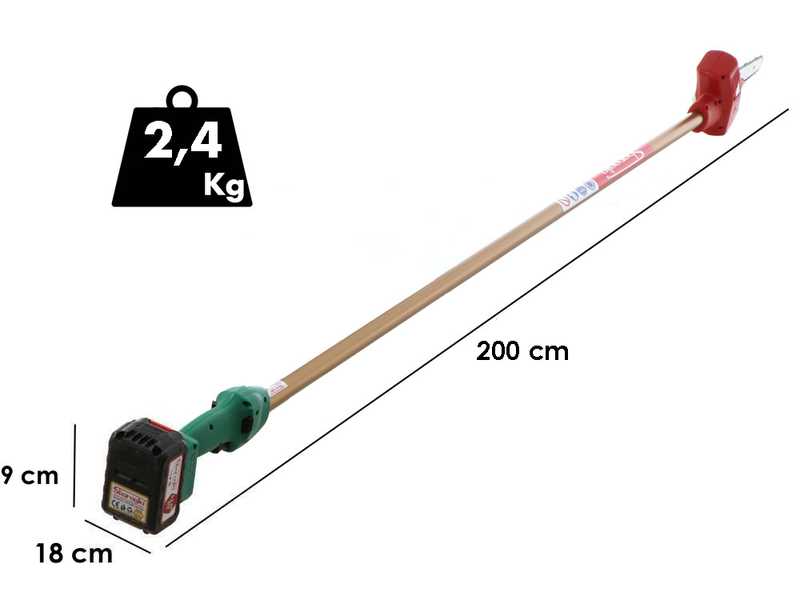 Sbaraglia Ares 21V - &Eacute;lagueuse &agrave; batterie sur perche de rallonge - 2x 21V/5,2Ah