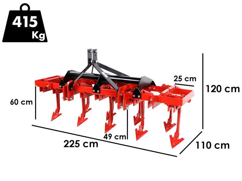 Herse s&eacute;rie lourde renforc&eacute;e CMPR9/7 - Largeur de travail 225 cm - 9 socs