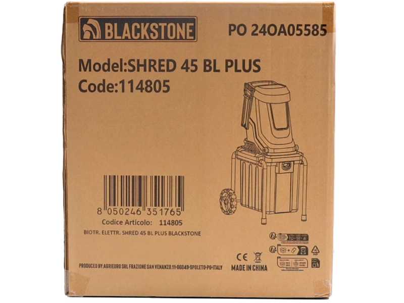BlackStone SHRED 45 BL PLUS - Broyeur &eacute;lectrique - Lames r&eacute;versibles - Bac de ramassage
