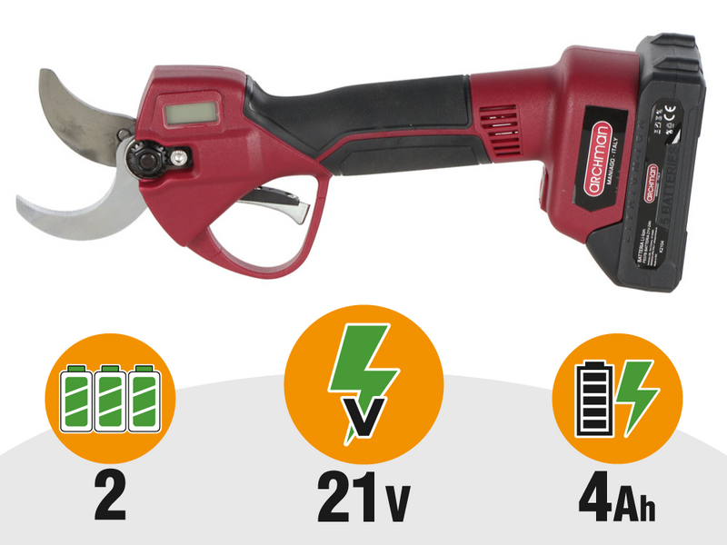 Archman FE07-40A - S&eacute;cateur de taille &agrave; batterie - 2x 21V 2Ah - &Oslash; 40 mm