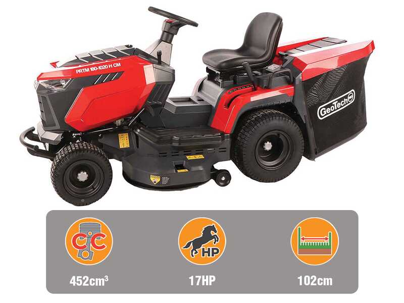 GeoTech-Pro PRTM 180-1020 H-CM - Tracteur tondeuse - Transmission hydrostatique - Bac de ramassage