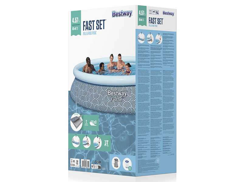 Bestway FAST Set 57313 - &Oslash;457x84 cm - Piscine gonflable + Pompe de filtration 29 W