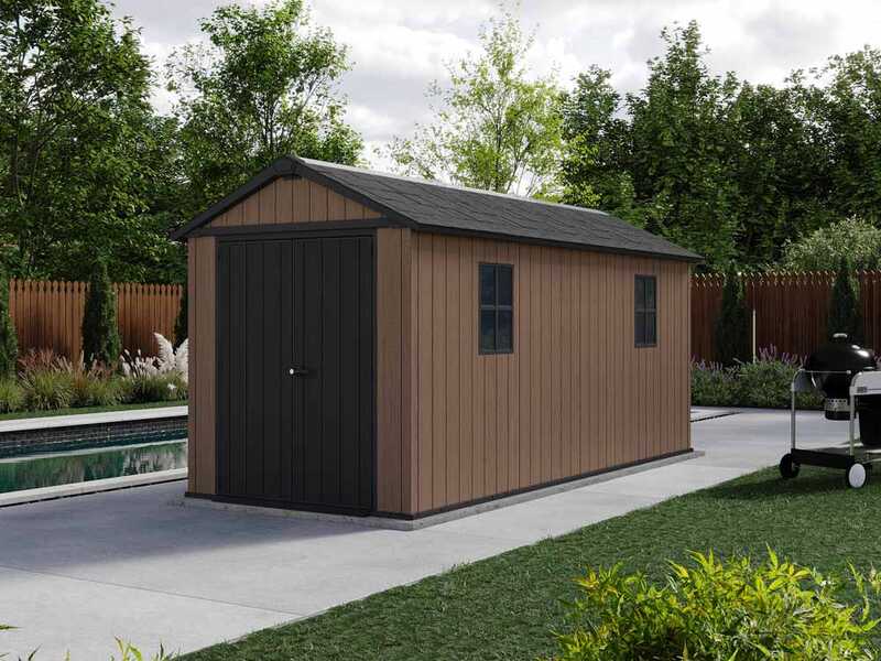 Keter Newton plus 7515/1575 - Abri de jardin - Avec porte &agrave; double battant et fen&ecirc;tres - 230 x 476 x 246 cm