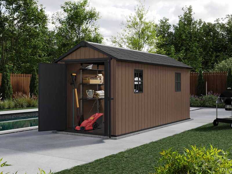 Keter Newton plus 7515/1575 - Abri de jardin - Avec porte &agrave; double battant et fen&ecirc;tres - 230 x 476 x 246 cm