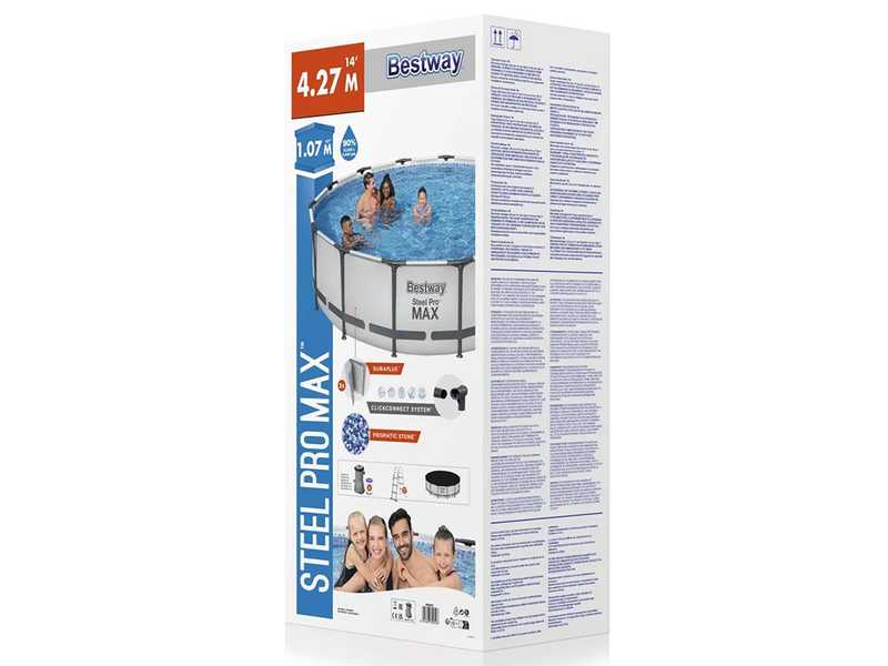 Bestway Steel Pro max 56950 - &Oslash;427x107 cm - Piscine ronde pour 7-8 personnes
