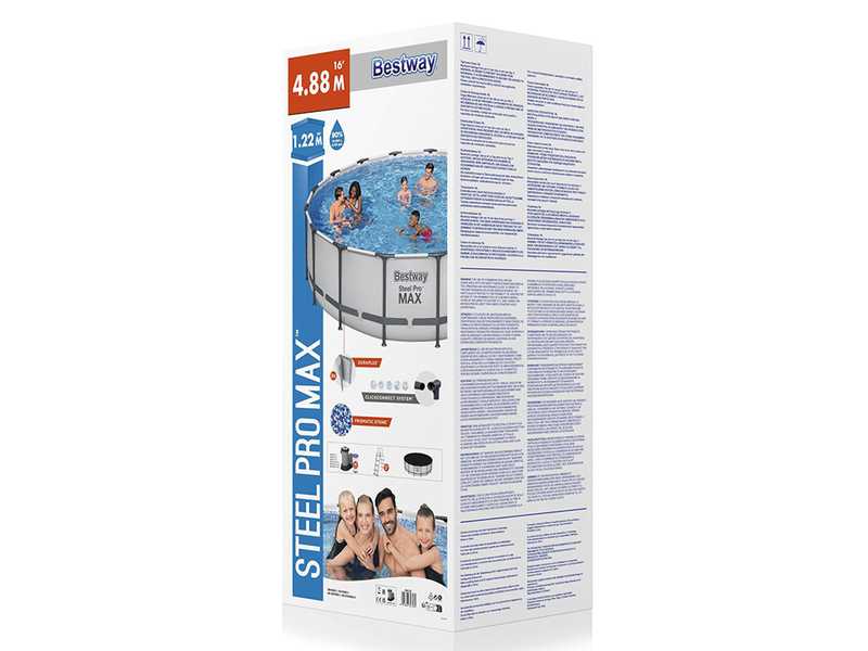 Bestway Steel Pro max 5612Z - &Oslash;488x122 cm - Piscine ronde pour 9-10 personnes