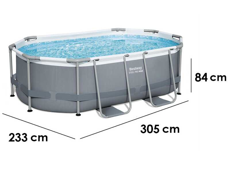 Bestway Steel Pro Max 5614A - 305x200x84 cm - Piscine ovale + Pompe de filtration 16 W