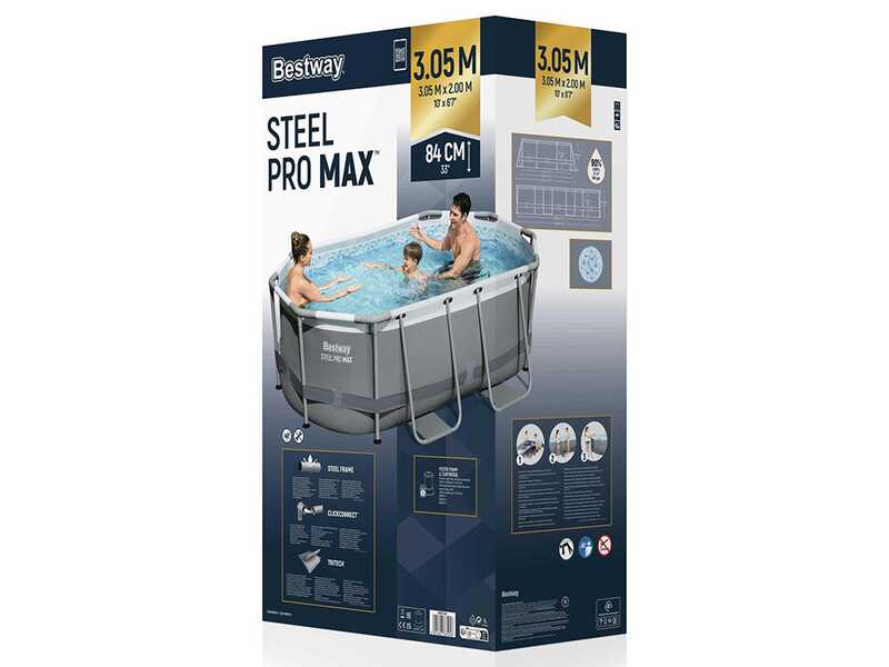 Bestway Steel Pro Max 5614A - 305x200x84 cm - Piscine ovale + Pompe de filtration 16 W