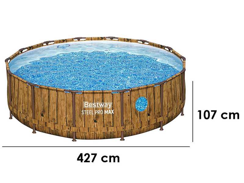 Bestway Steel Pro Max Splashview 561JM - &Oslash;427x107 cm - Piscine ronde