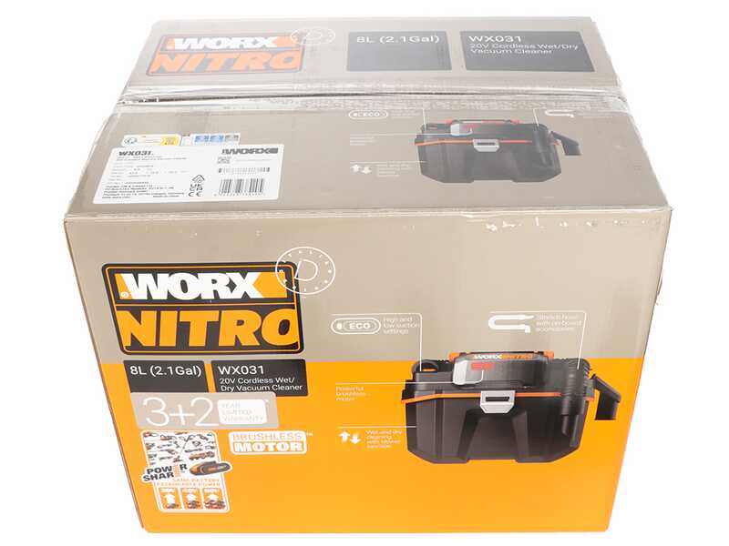 Worx Nitro WX031 - Aspirateur portable pour eau et poussi&egrave;res &agrave; batterie - 20 V 4,0 Ah