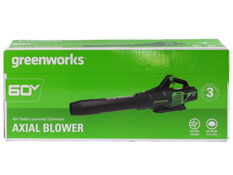 Greenworks GD60ABK4 - Souffleur axial &agrave; batterie - 60V/4Ah