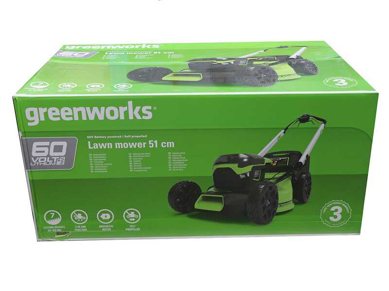 Greenworks GD60LM51SPK4 - Tondeuse &agrave; gazon autotract&eacute;e &agrave; batterie - 60V/4Ah - Coupe 51 cm