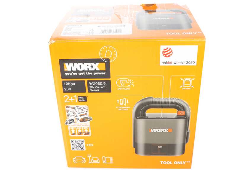 Worx WX030 - Aspirateur portable &agrave; batterie - 20 V 2,0 Ah