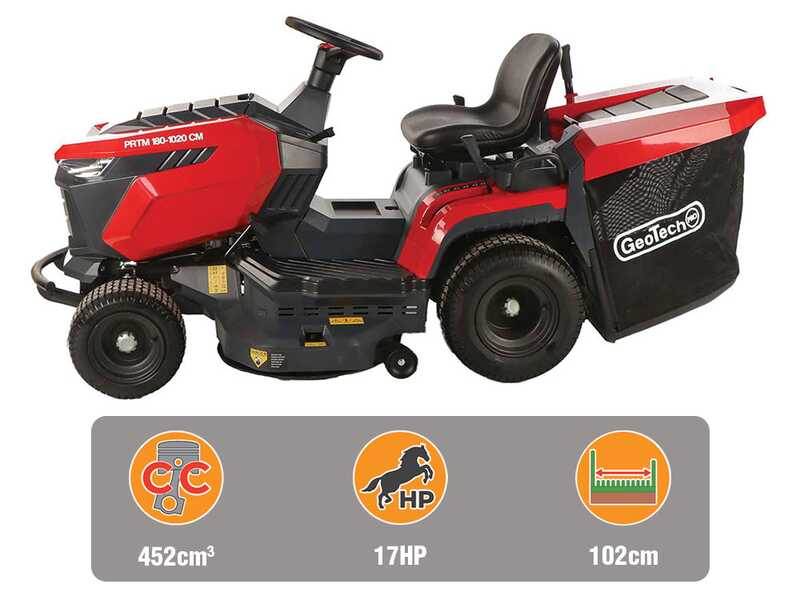 GeoTech-Pro PRTM 180-1020 CM - Tracteur tondeuse - Bo&icirc;te m&eacute;canique - Bac de ramassage