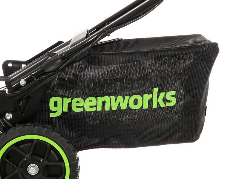 Greenworks GD48LM46SPIIK4 - Tondeuse &agrave; gazon automotrice &agrave; batterie - 48V/4Ah - Coupe 46 cm