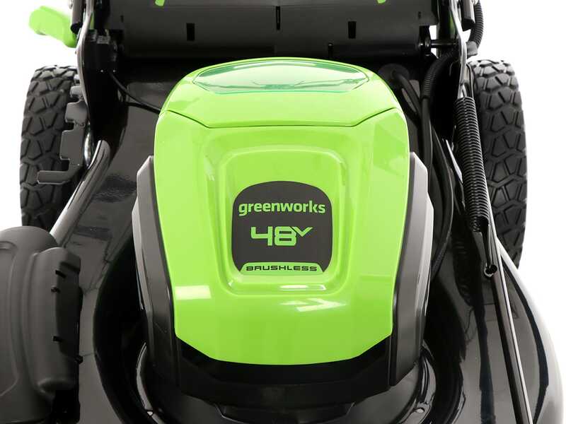 Greenworks GD48LM46SPIIK4 - Tondeuse &agrave; gazon automotrice &agrave; batterie - 48V/4Ah - Coupe 46 cm
