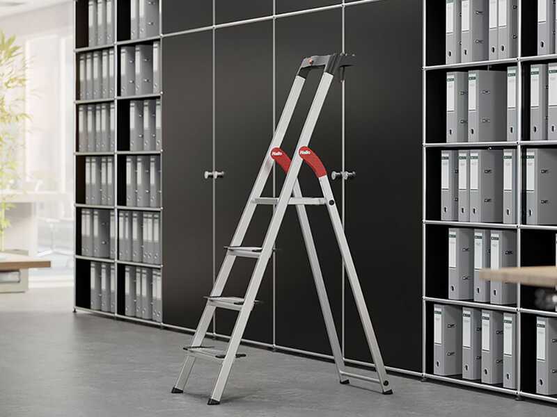 Hailo ProfiStep XXL, 4 marches, 1.46 m - &Eacute;chelle en aluminium avec tr&eacute;teau