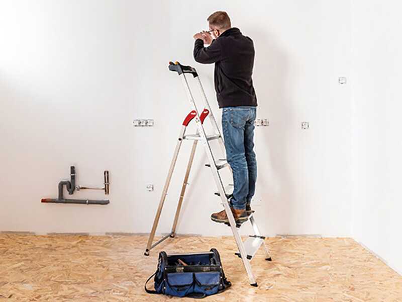 Hailo ProfiStep XXL, 5 marches, 1.68 m - &Eacute;chelle en aluminium avec tr&eacute;teau