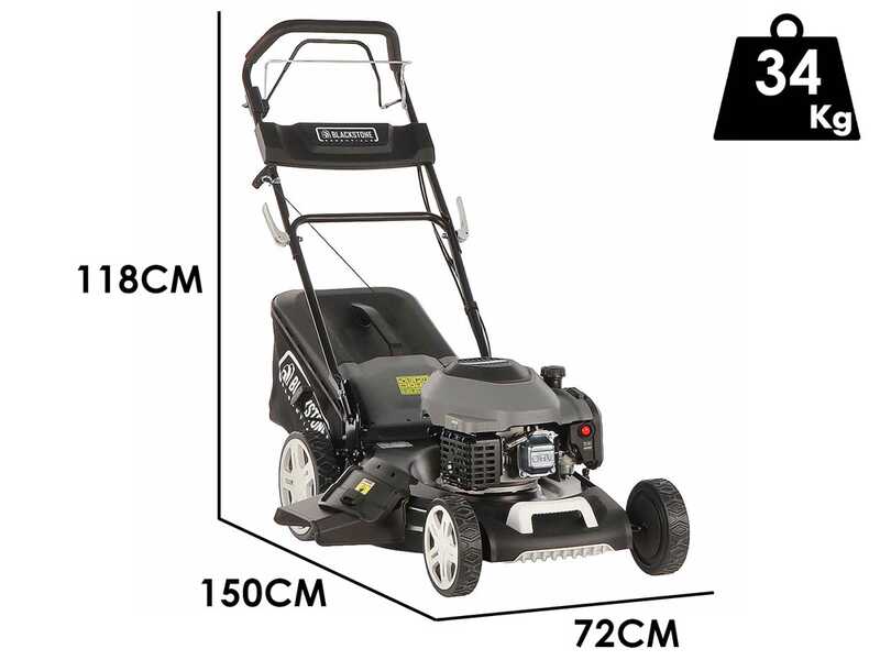 BlackStone Essentials ESP 560-224 - Tondeuse &agrave; gazon thermique tract&eacute;e - 4 en 1 - Motteur thermique de 224 cm3