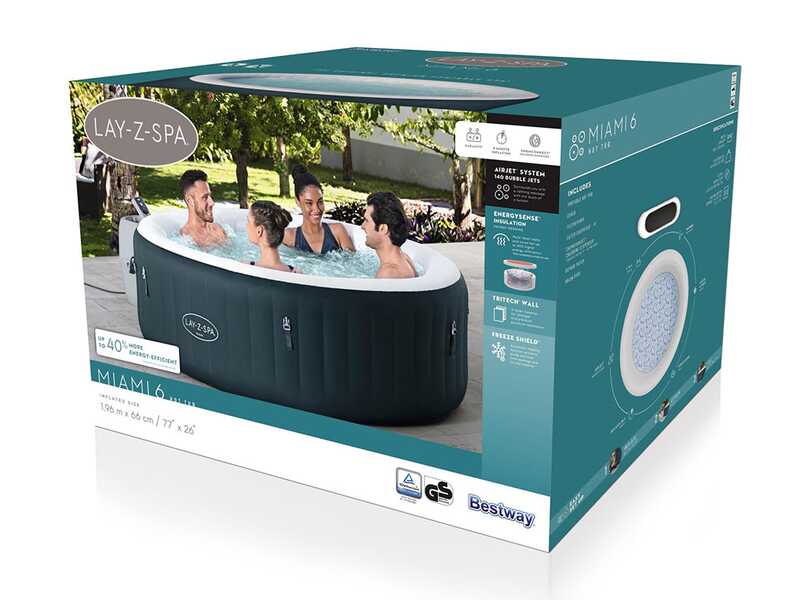 Bestway Lay-Z-Spa Miami AirJet 6001D vert - &Oslash;196x66 cm - Spa gonflable pour 5-6 personnes